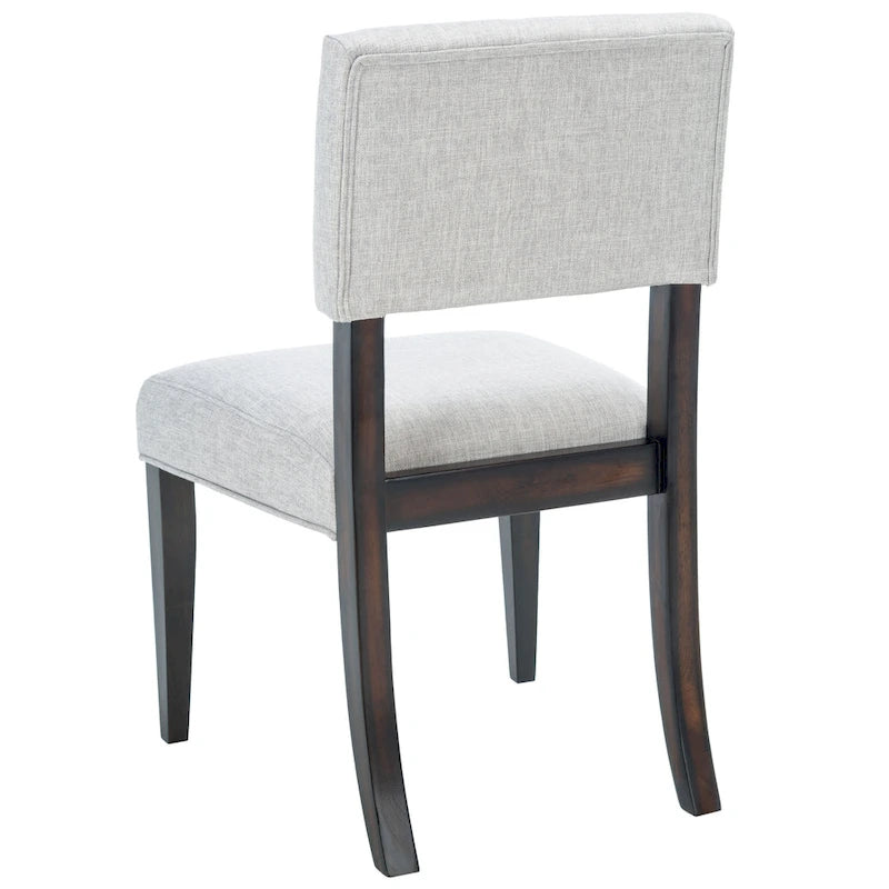 Chaise de salle à manger bistrot française en lin marron foncé, pieds cabriole, cadre en bois sculpté