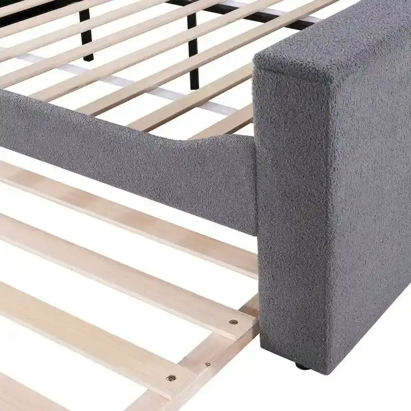 Teddy polaire gris lit de repos complet haut-parleur Bluetooth accoudoirs de rangement gigogne double