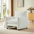 Fauteuil d'appoint moderne discret en tissu blanc cassé avec coussin de 84 cm de profondeur