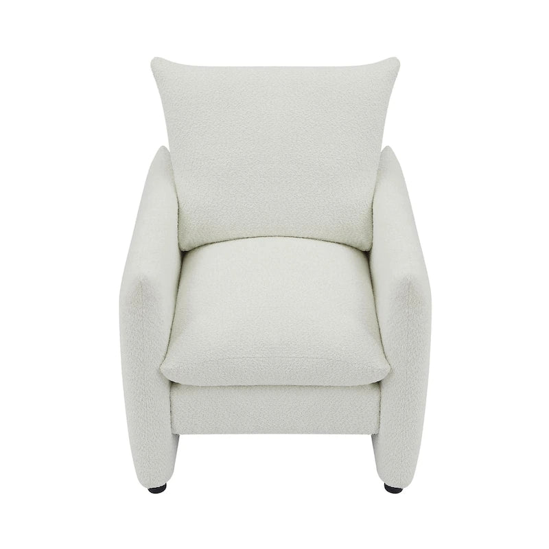 Fauteuil d'appoint moderne discret en tissu blanc cassé avec coussin de 84 cm de profondeur