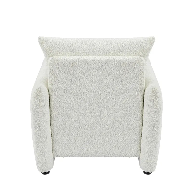Fauteuil d'appoint moderne discret en tissu blanc cassé avec coussin de 84 cm de profondeur