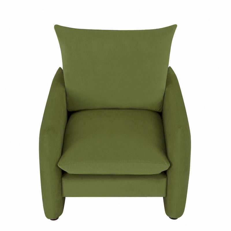 Fauteuil d'appoint moderne discret en tissu blanc cassé avec coussin de 84 cm de profondeur