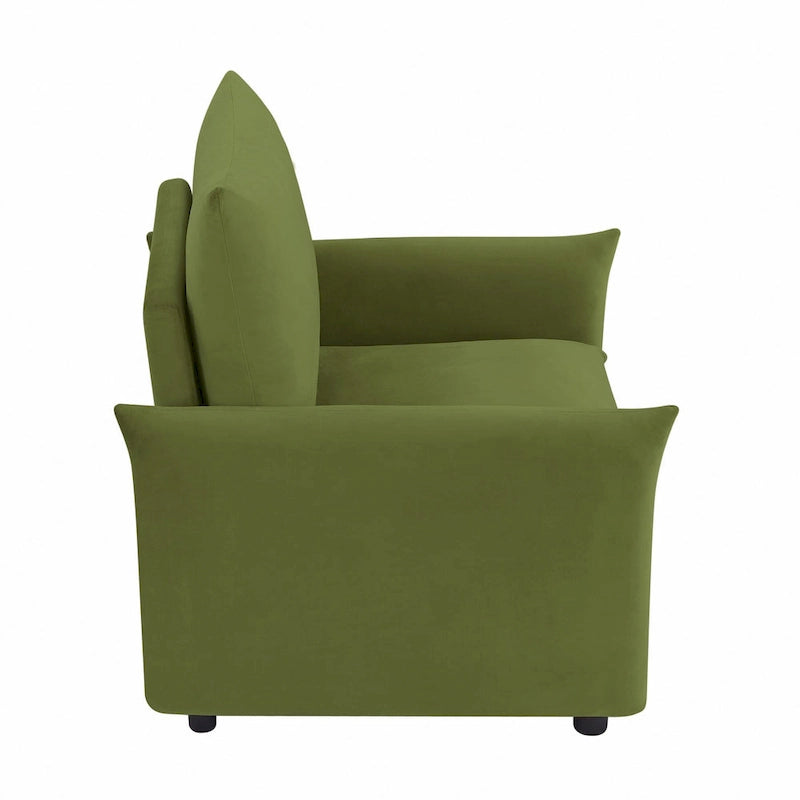 Fauteuil d'appoint moderne discret en tissu blanc cassé avec coussin de 84 cm de profondeur