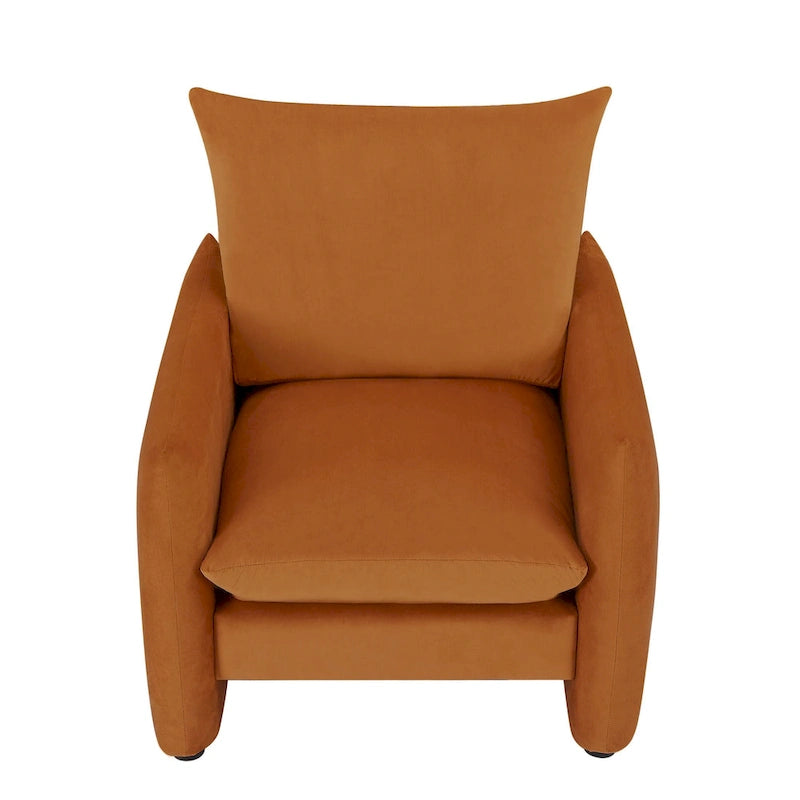 Fauteuil d'appoint moderne discret en tissu blanc cassé avec coussin de 84 cm de profondeur