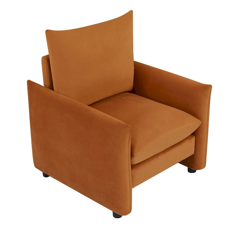Fauteuil d'appoint moderne discret en tissu blanc cassé avec coussin de 84 cm de profondeur