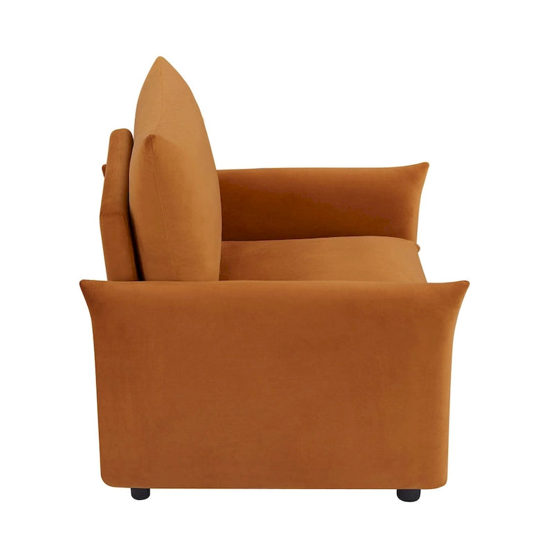 Fauteuil d'appoint moderne discret en tissu blanc cassé avec coussin de 84 cm de profondeur