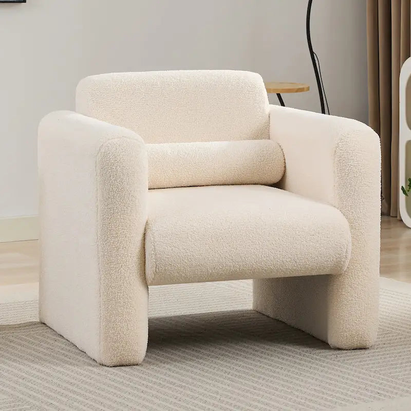 Fauteuil d'appoint en tissu peluche orange brûlé avec coussin en mousse à mémoire de forme de 8 pouces et cadre en bois