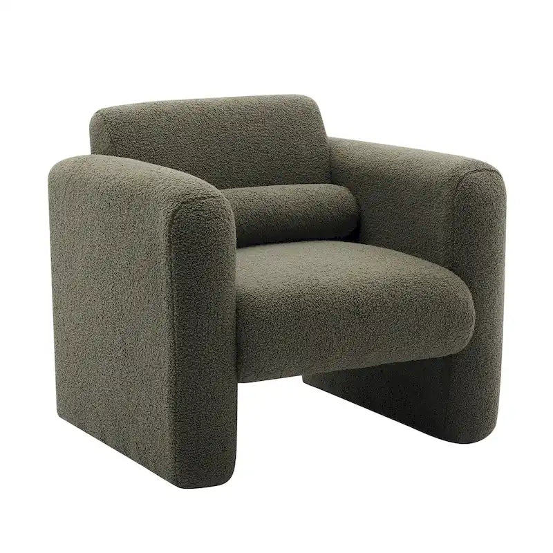 Fauteuil d'appoint en tissu peluche orange brûlé avec coussin en mousse à mémoire de forme de 8 pouces et cadre en bois