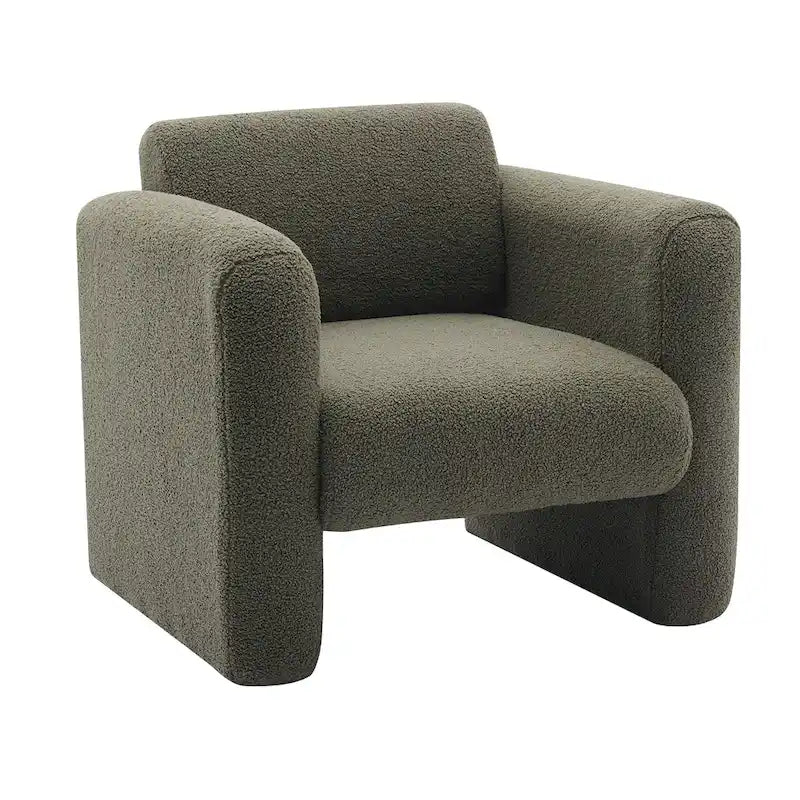 Fauteuil d'appoint en tissu peluche orange brûlé avec coussin en mousse à mémoire de forme de 8 pouces et cadre en bois