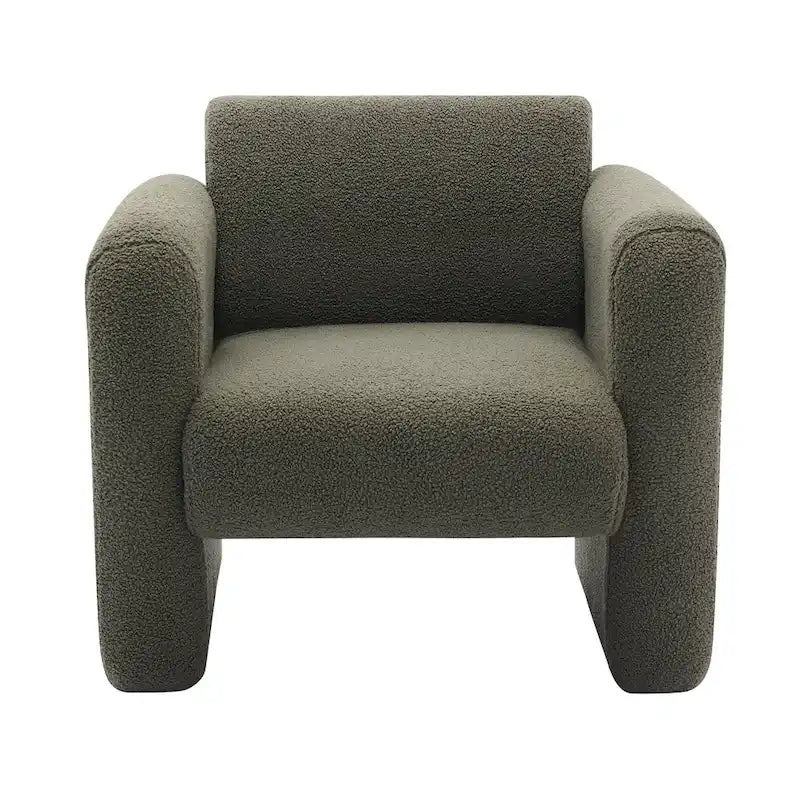 Fauteuil d'appoint en tissu peluche orange brûlé avec coussin en mousse à mémoire de forme de 8 pouces et cadre en bois