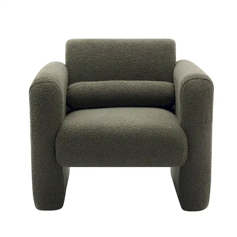Fauteuil d'appoint en tissu peluche orange brûlé avec coussin en mousse à mémoire de forme de 8 pouces et cadre en bois