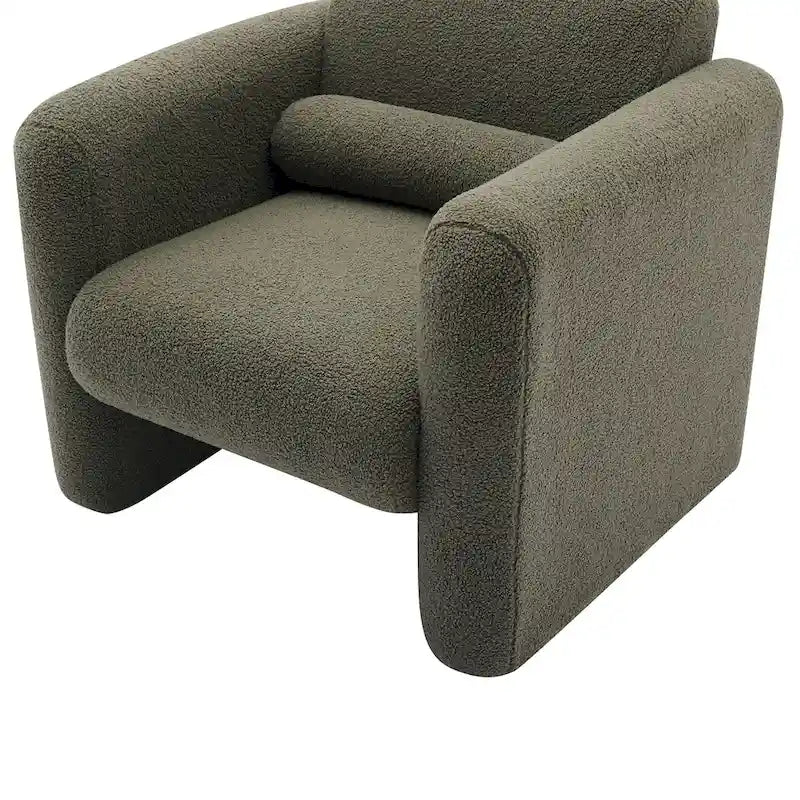 Fauteuil d'appoint en tissu peluche orange brûlé avec coussin en mousse à mémoire de forme de 8 pouces et cadre en bois