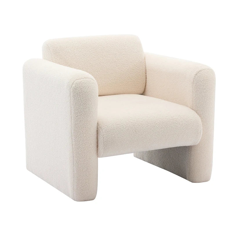 Fauteuil d'appoint en tissu peluche orange brûlé avec coussin en mousse à mémoire de forme de 8 pouces et cadre en bois
