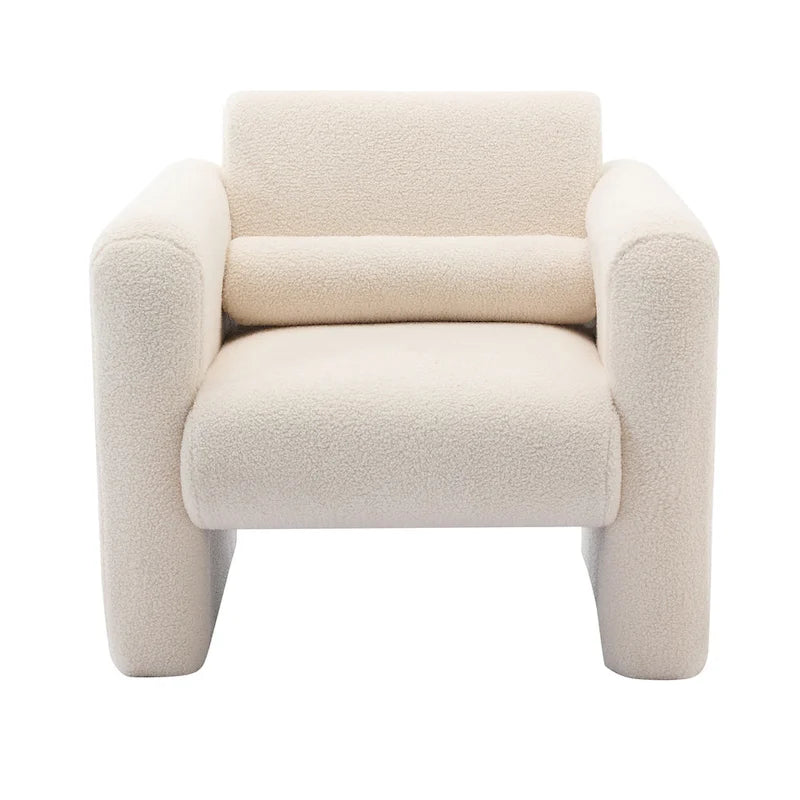 Fauteuil d'appoint en tissu peluche orange brûlé avec coussin en mousse à mémoire de forme de 8 pouces et cadre en bois