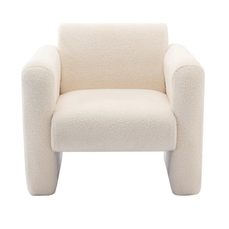 Fauteuil d'appoint en tissu peluche orange brûlé avec coussin en mousse à mémoire de forme de 8 pouces et cadre en bois
