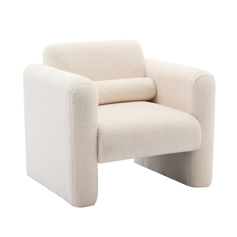 Fauteuil d'appoint en tissu peluche orange brûlé avec coussin en mousse à mémoire de forme de 8 pouces et cadre en bois