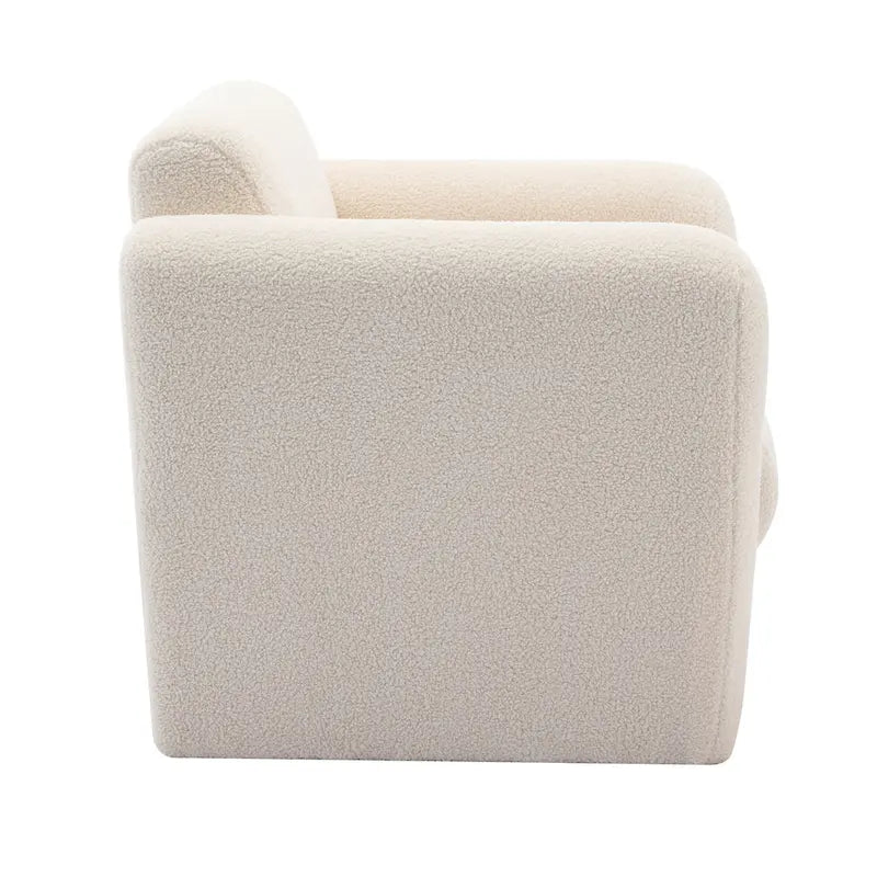 Fauteuil d'appoint en tissu peluche orange brûlé avec coussin en mousse à mémoire de forme de 8 pouces et cadre en bois