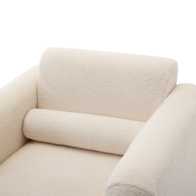 Fauteuil d'appoint en tissu peluche orange brûlé avec coussin en mousse à mémoire de forme de 8 pouces et cadre en bois