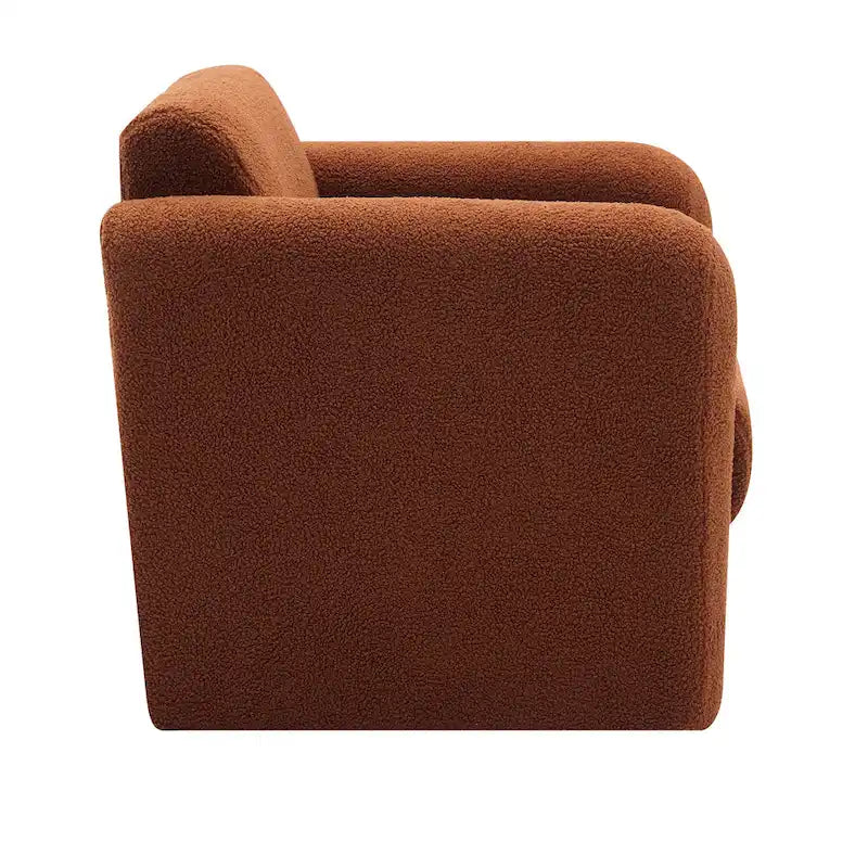 Fauteuil d'appoint en tissu peluche orange brûlé avec coussin en mousse à mémoire de forme de 8 pouces et cadre en bois