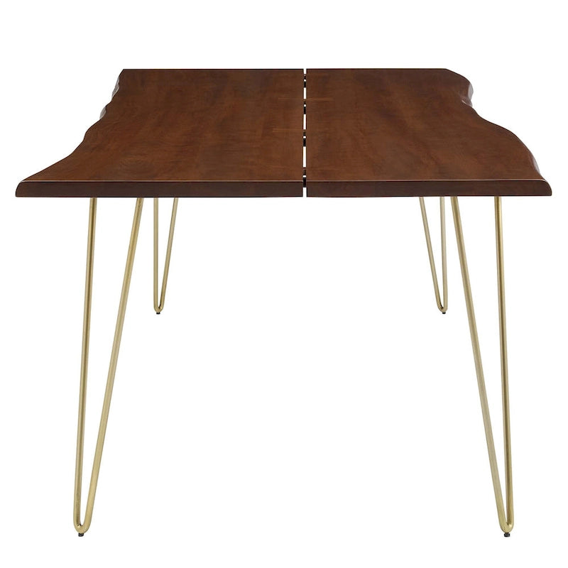 Table à manger en acacia massif à bord vivant de 96 pouces avec joints papillon et pieds épingle