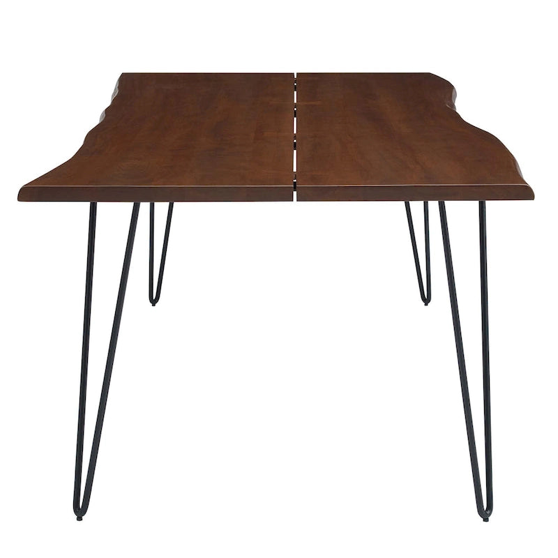 Table à manger en acacia massif à bord vivant de 96 pouces avec joints papillon et pieds épingle