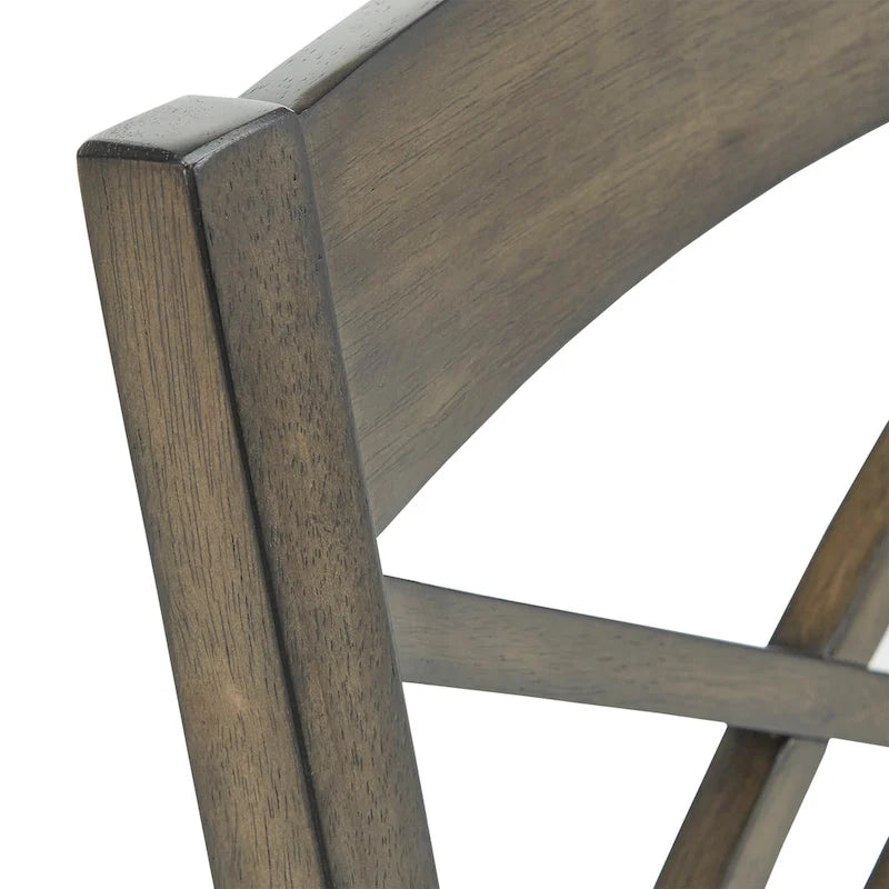 Chaise de salle à manger capitonnée avec dossier en treillis et structure en bois massif, finition expresso