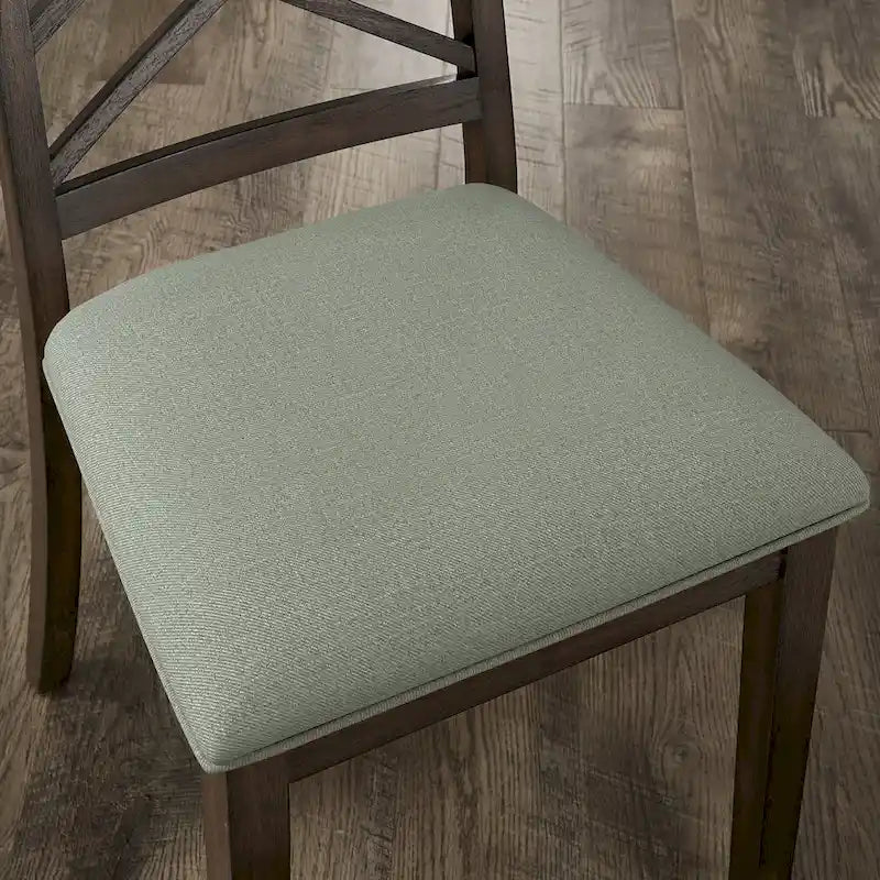Chaise de salle à manger capitonnée avec dossier en treillis et structure en bois massif, finition expresso