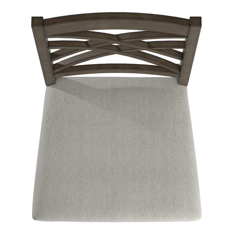 Chaise de salle à manger capitonnée avec dossier en treillis et structure en bois massif, finition expresso