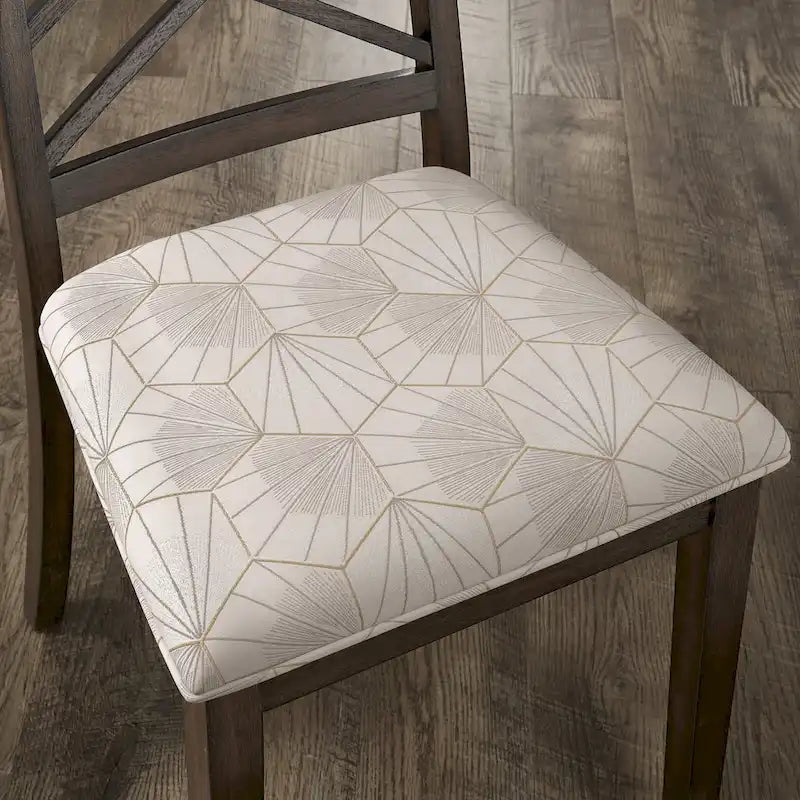 Chaise de salle à manger capitonnée avec dossier en treillis et structure en bois massif, finition expresso