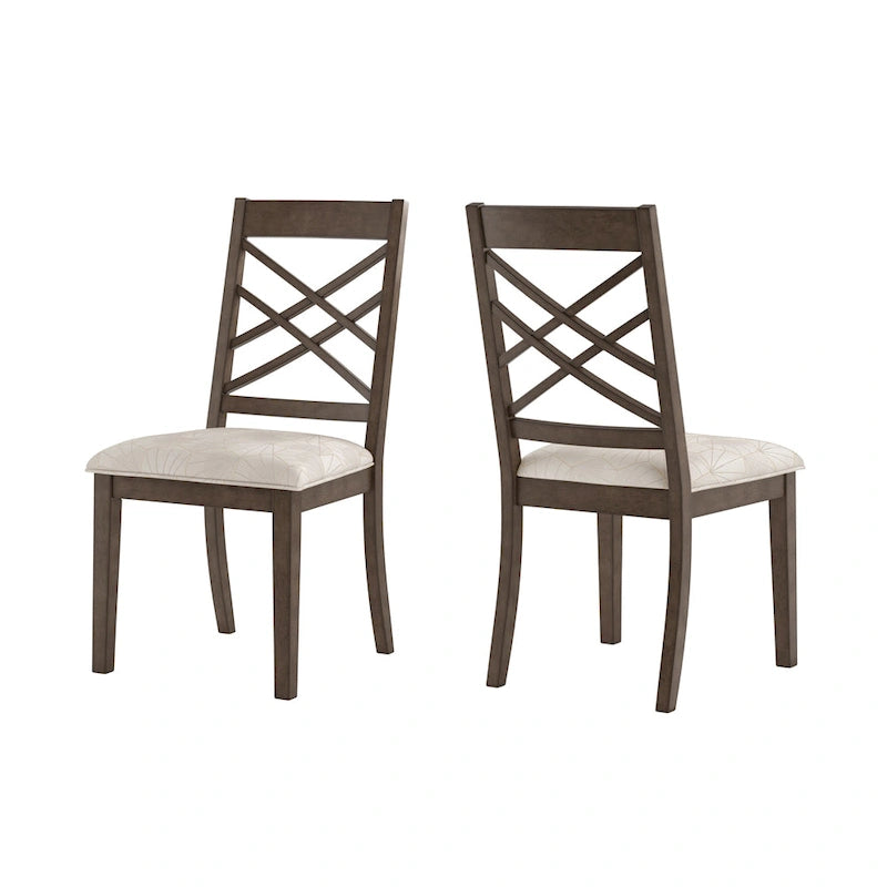 Chaise de salle à manger capitonnée avec dossier en treillis et structure en bois massif, finition expresso