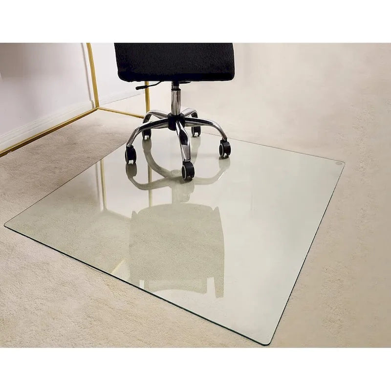 Tapis de chaise de bureau en verre trempé transparent Protection de sol pour planchers en bois dur