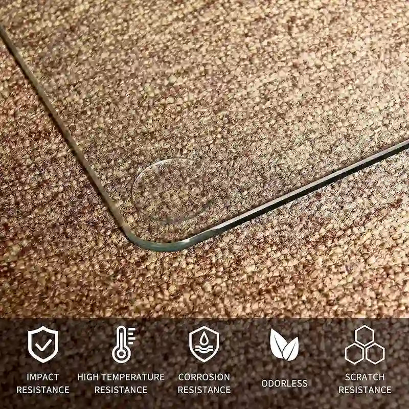 Tapis de chaise de bureau en verre trempé transparent Protection de sol pour planchers en bois dur