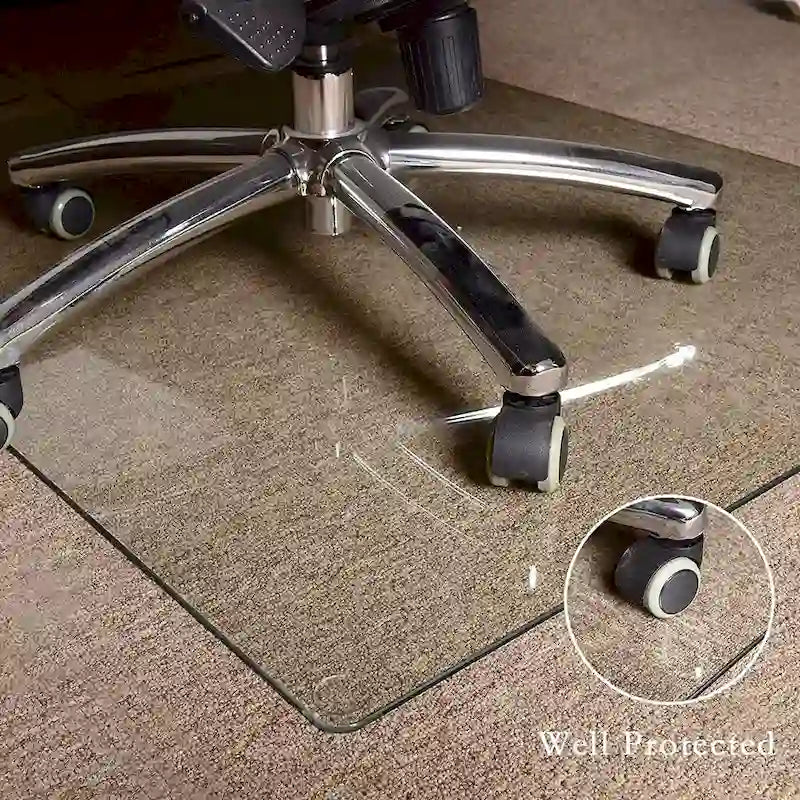 Tapis de chaise de bureau en verre trempé transparent Protection de sol pour planchers en bois dur