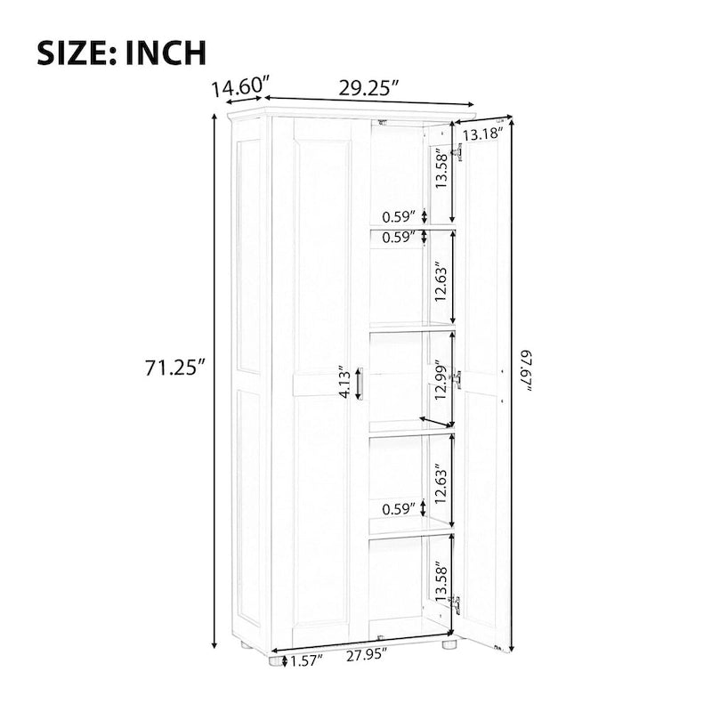 Armoire de rangement 2 portes en MDF peint en blanc, avec étagères réglables et dispositif anti-basculement, pour salle de bain