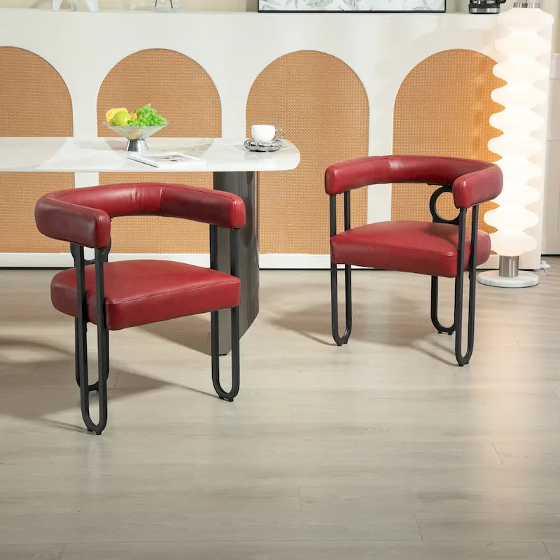 Chaise d'appoint de salle à manger en chenille grise rembourrée avec dossier rond et cadre en métal