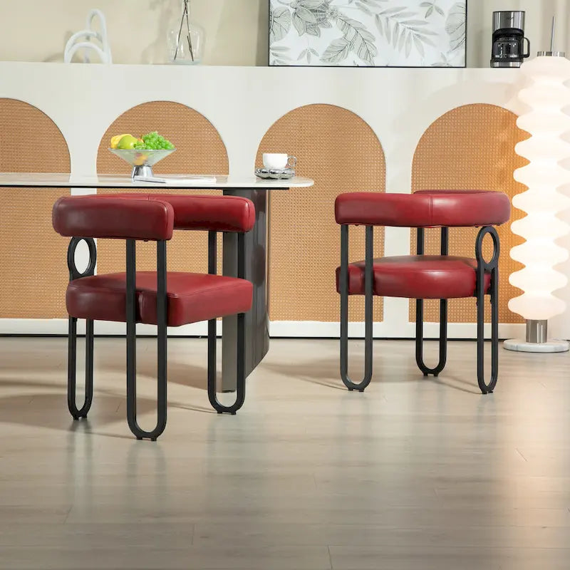 Chaise d'appoint de salle à manger en chenille grise rembourrée avec dossier rond et cadre en métal