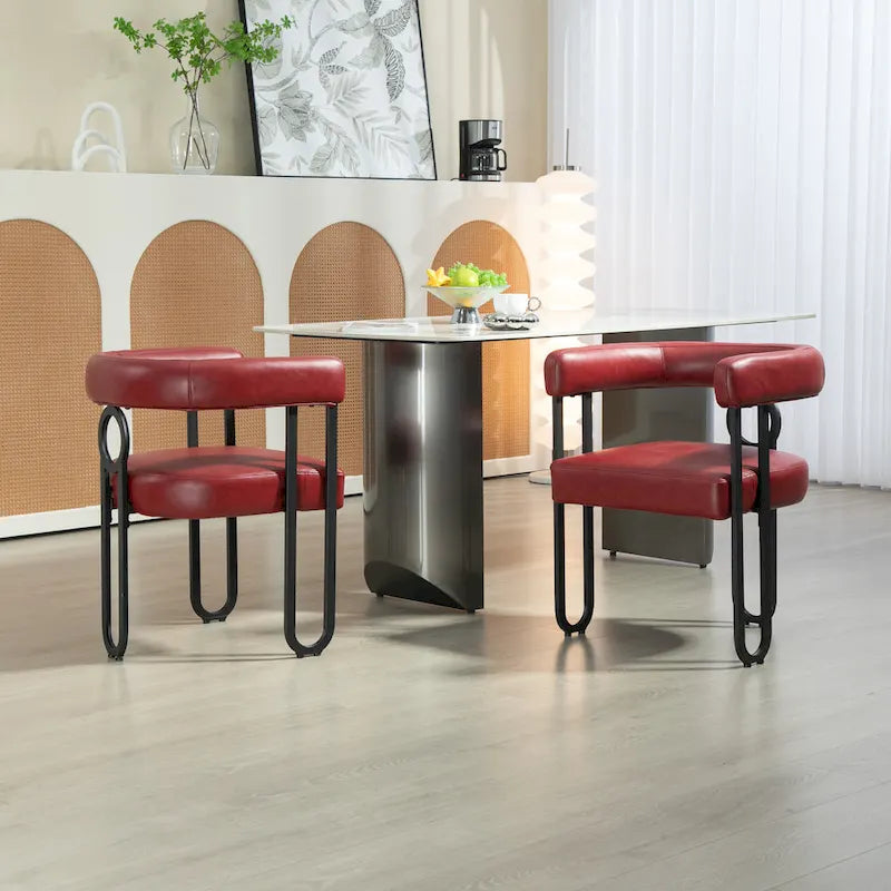 Chaise d'appoint de salle à manger en chenille grise rembourrée avec dossier rond et cadre en métal