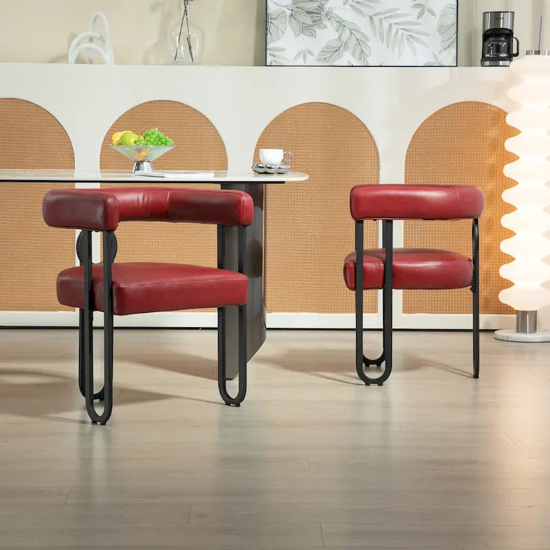 Chaise d'appoint de salle à manger en chenille grise rembourrée avec dossier rond et cadre en métal