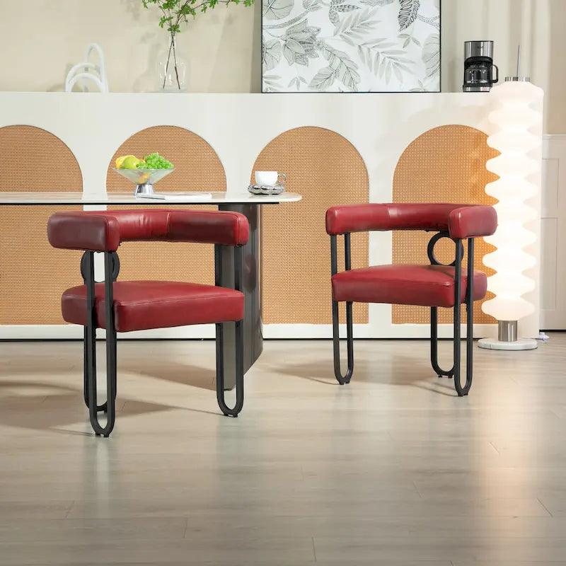 Chaise d'appoint de salle à manger en chenille grise rembourrée avec dossier rond et cadre en métal