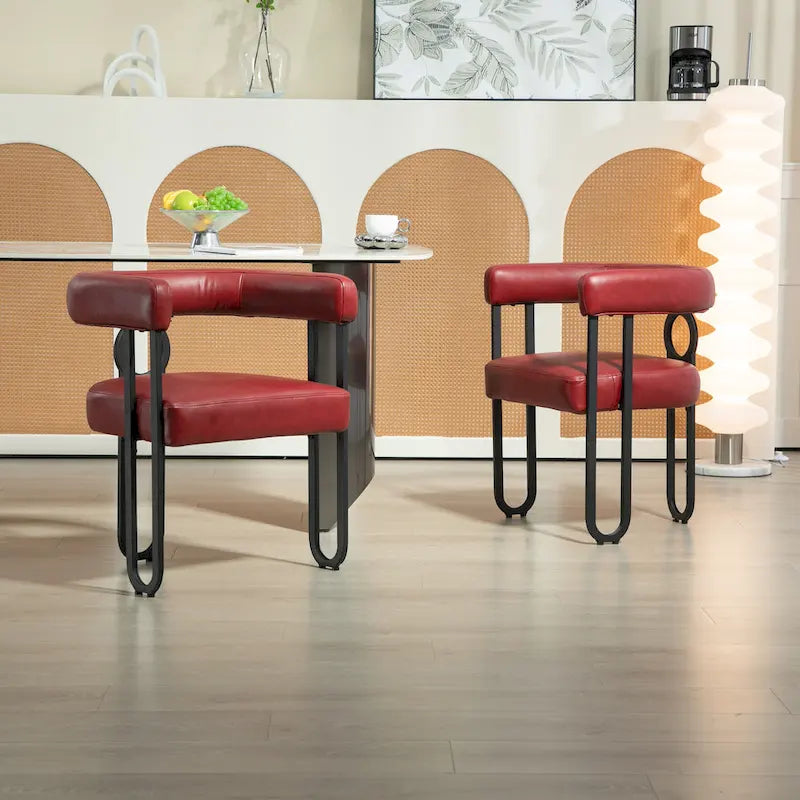 Chaise d'appoint de salle à manger en chenille grise rembourrée avec dossier rond et cadre en métal