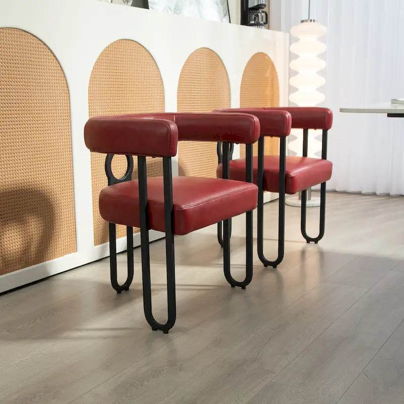 Chaise d'appoint de salle à manger en chenille grise rembourrée avec dossier rond et cadre en métal