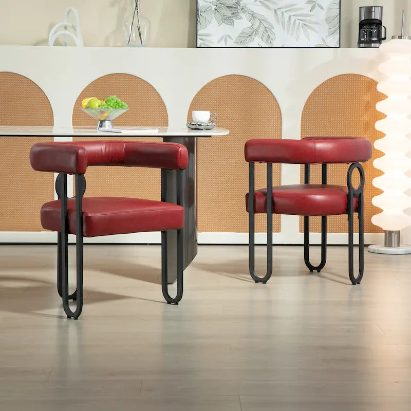 Chaise d'appoint de salle à manger en chenille grise rembourrée avec dossier rond et cadre en métal